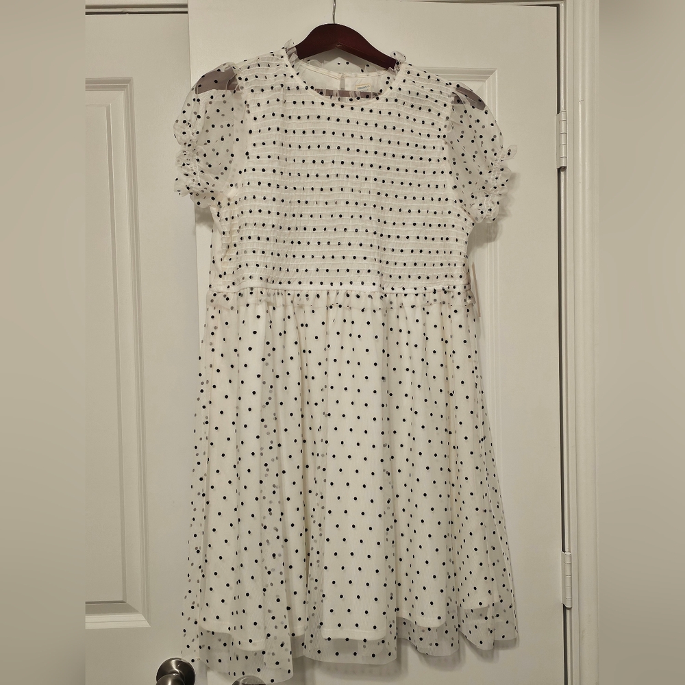 NWT Girl's Short Sleeve A-Line Polka Dot Dress
